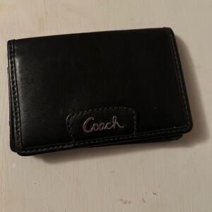 Coach Black Leather Card Holder Minimalist Design